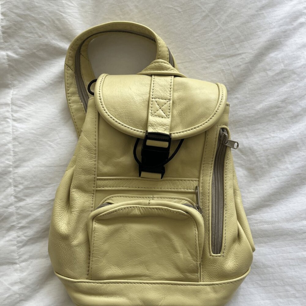 Yellow Mini Leather Backpack